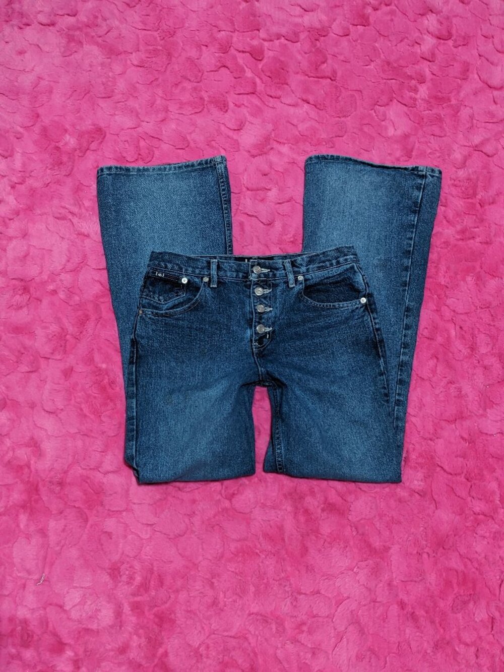 Vintage Y2K LEI Low Rise Button Fly Flare Jeans Size 28